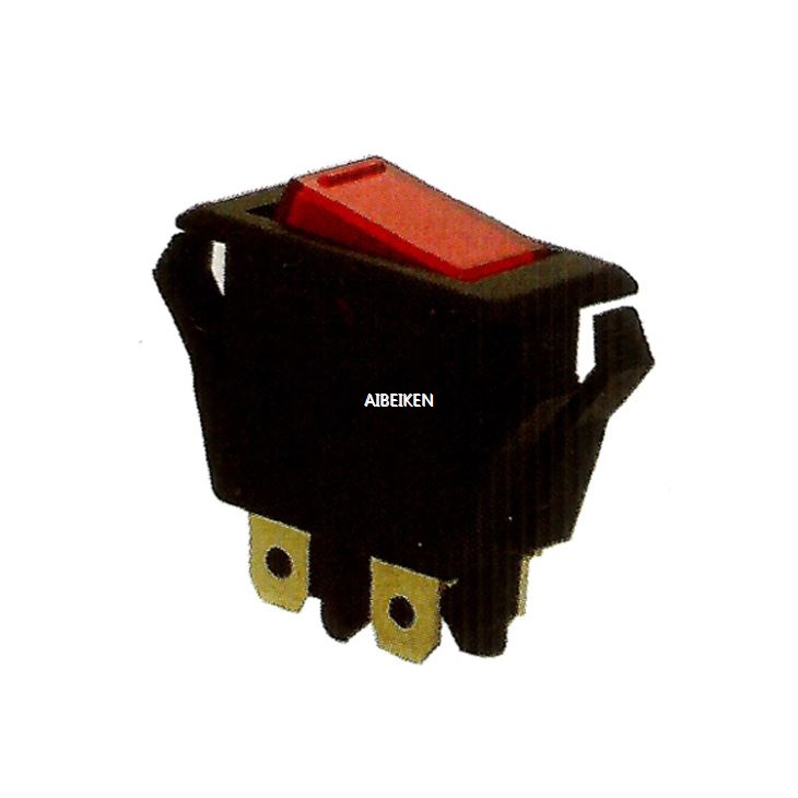 4Pins Red Button Black Rocker Switch