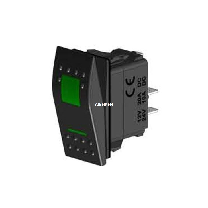 (ON)-OFF-ON 7P 2 LED Lamp Illuminated On-On Rocker Switch